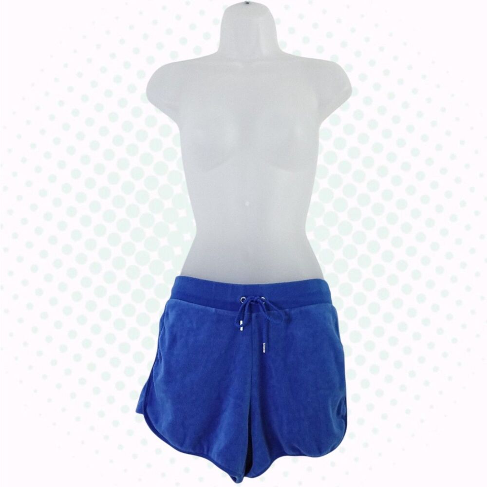 Vintage Y2K Juicy Couture Royal Blue Velour Pull On Mini Shorts Size M